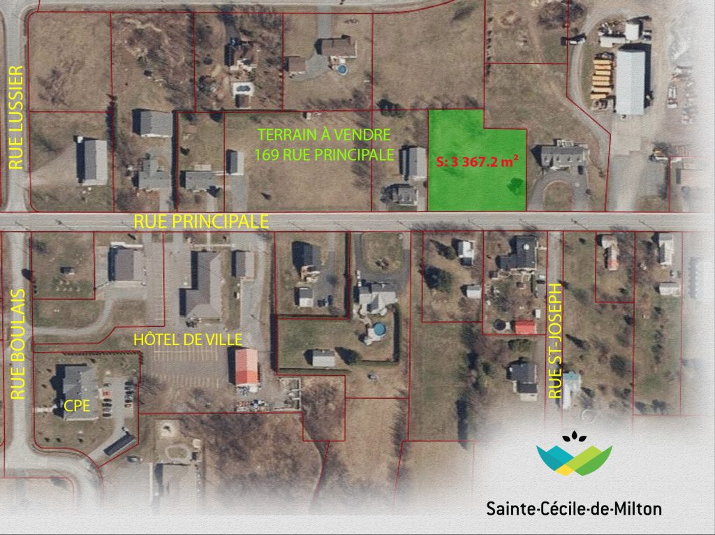 Vente du terrain situé au 169 rue Principale